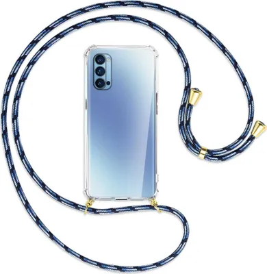 Produktbild von Handykette Backcover-Schutzhülle mit Band (Metall goldfarben) für Oppo Reno4 Pro 5G - Blautöne