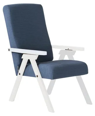 Entspannungssessel Buchenholz, Stoff blau/weiß, abnehmbarer Bezug