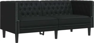 Produktbild von vidaXL Chesterfield-Sofa 2-Sitzer Schwarz Kunstleder