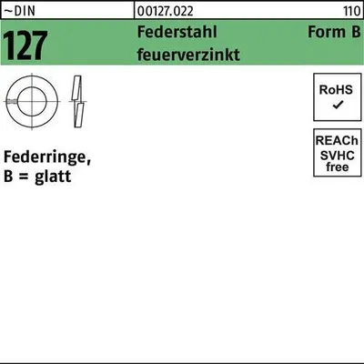Produktbild von Reyher  Federringe DIN 127 Federst. B 27 tZn (100 Stück)