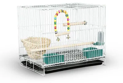 Immagine prodotto di Set leggero per gabbia per piccoli uccelli, completo di accessori, giochi e nido, dimensioni 39,4x27,9x33 cm