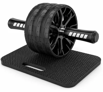 Imagen del producto de Relaxdays, rodillo abdominal, juego de 3 unidades, alfombrilla para rodillas, entrenamiento de abdominales, antideslizante, entrenador abdominal, dimensiones (largo x diámetro): 15,5 x 32 cm, color, Imagen generada por IA