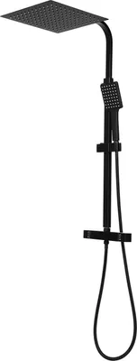 Produktbild von Thermostatisches Duschset - Wandmontiertes Duschsystem - Kopfbrause und Handbrause - Messing/ABS/Edelstahl - Schwarz