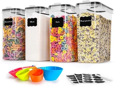 Obrázok produktu pre Vzduchotesné kuchynské nádoby 4 l, bez BPA, sada 4 ks, štítky
