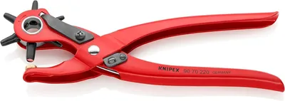Produktbild von KNIPEX 90 70 220 SB Revolverlochzange rot pulverbeschichtet 220 mm (SB-Karte/Blister)