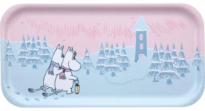 Produktbild von Muurla Mumins Frosttag Tablett 22x43 cm rosa, blau