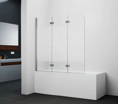 Obrázok produktu pre sklápacia va?ová zástena MARWELL Pulse 3 - 3-panelová, 140x140 cm - Sprchový kút v bielej farbe s ozdobnými lištami - Sprchový kút