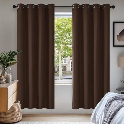 Immagine prodotto di Tende oscuranti, protezione dal freddo, opache, 175x140 cm, marrone scuro, set da 2