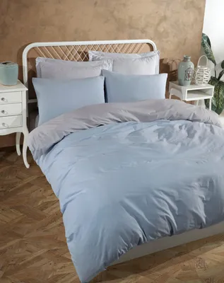 Produktbild von L'Essentiel Linge de Maison, King-Size-Bettbezug-Set (FR), Solid - Light Blue, Grey, 65 % BAUMWOLLE / 35 % POLYESTER, Hellblau, 240 x 220 cm