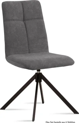 Produktbild von Esszimmerstuhl drehbar (6er-Set) Debbie 47x92x60 Schwarz/Grau