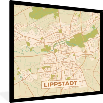 Produktbild von MuchoWow® Gerahmtes Poster Karte - Lippstadt - Karte - Stadtplan - Vintage 40x40 cm - Poster mit Schwarzem Bilderrahmen Wandposter Rahmen Foto Bilder - Mit Rahmen - Wanddekoration Schlafzimmer