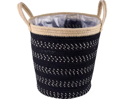Obrázek produktu pro Obal na květináč s uchy Ø 33 cm přírodní černý