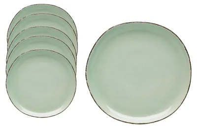 Produktbild von Dessertteller 20 cm grün 6er Set - Steinzeug für Frühstück, Dessert und Kuchen