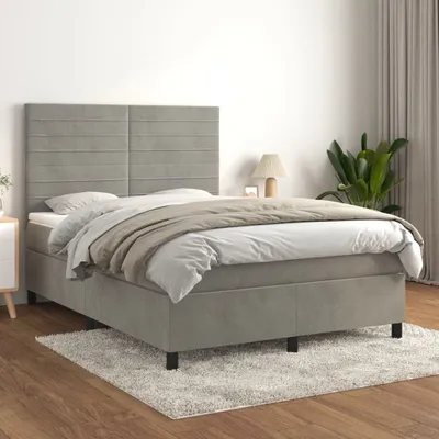 Produktbild von Maison Exclusive - Boxspringbett mit Matratze Hellgrau 140x200 cm Samt