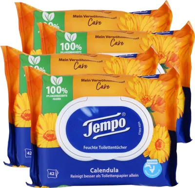 Produktbild von Tempo Feuchte Toilettentücher Calendula 42 Tücher (4er Pack)
