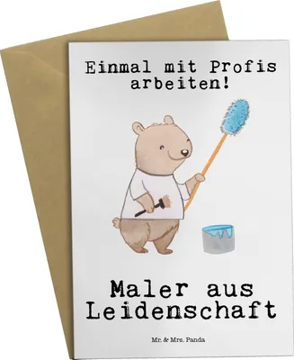 Produktbild von Mr. & Mrs. Panda Grußkarte Maler Leidenschaft - Weiß - Geschenk, Malermeister, einladungskarten, hochzeitskarten, Grußkarten, weihnachtskarten, Lustig, Witzig, Spruch