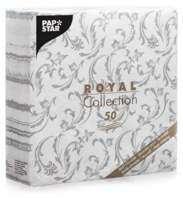 Image de 50 serviettes de table en tissu Damascato gris 40x40cm