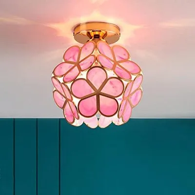 Imagen del producto de Lámpara de techo moderna de vidrio rosa, ideal para dormitorios y pasillos