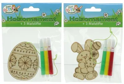 Produktbild von Malset mit Holzhäschen und 3 Fasermalern