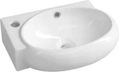 Zdjęcie produktu dla Sapho Small - Umywalka Ribera 430x285 mm, z przelewem, otwór na baterię po lewej stronie, biała AR498