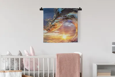 Produktbild von MuchoWow® Wandteppich Wandbehang Sonne - Meer - Farben 60x60 cm Tapisserie Dekoration Wandtuch - Dekorationen - Wand Decke