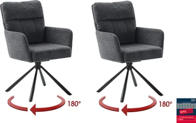 Produktbild von Armlehnstuhl >UTICA< (2-er Set) in Anthrazit, Polyester - 60x92x67cm (BxHxT)