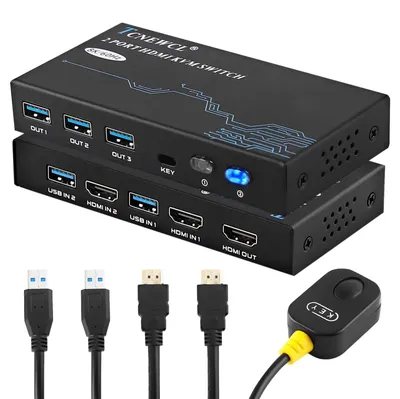 Produktbild von 8K 60Hz HDMI-KVM-Switch für 2 Computer mit 1 Monitor und USB 3.0