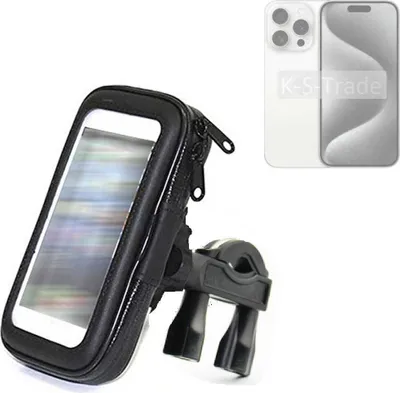 Produktbild von K-S-Trade Fahrrad-Halterung kompatibel mit Apple iPhone 15 Pro Handy-Halterung Halter Lenkstange Fahrradhalterung Motorrad Bike Mount Wasserabweisend
