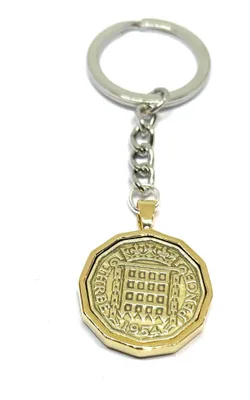 Image de Porte-clés avec une pièce de 1954 d'une valeur de trois pfennigs, idéal pour un cadeau d'anniversaire