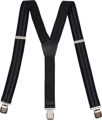 Produktbild von Hosenträger Y-Form, gestreift, Braun Blau Schwarz, 4 cm breit, 120 cm lang, mit 3 Metallclips