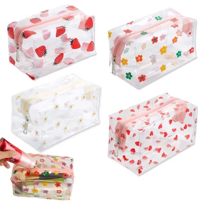 Productafbeelding van Transparante make-uptassen, set van 4, waterdicht PVC, geschikt voor handbagage, ideaal voor reizen