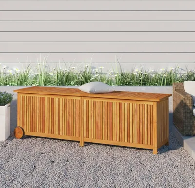 Immagine prodotto di The Living Store Cassapanca da giardino con rotelle 150x50x58 cm in legno massiccio di acacia