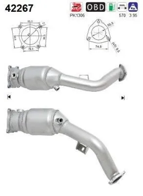 Produktbild von AS Katalysator Kat für AUDI A4 Avant (8K5, B8) Euro 4/Euro 5 42267