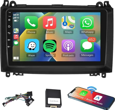 Produktbild von 9 zoll Autoradio Android 13 GPS Navi Wifi für Mercedes A und B Klasse. Sprinter Vito Viano VW Crafter Drahtlos Carplay und Android Auto