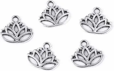 Immagine prodotto di Ciondolo in metallo con fiore di loto 15x17mm - 5 pz