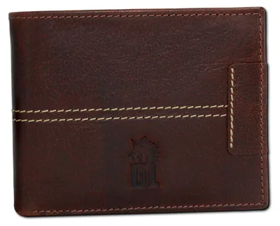 Produktbild von DrachenLeder Herren Portemonnaie Geldbörse braun Leder 12,5x10x3cm D2OPO012N5