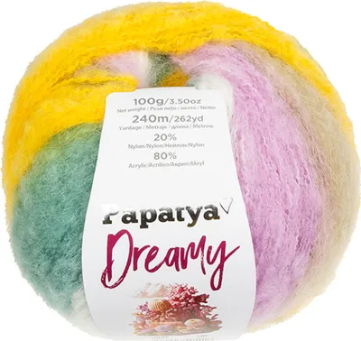 Obrázok produktu pre PAPATYA DREAMY priadza - 100 g / 240 m - biela, žltá, fialová