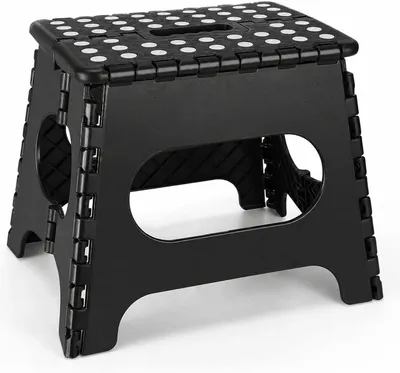 Zdjęcie produktu dla Drabina 27 cm - Składana - Antypoślizgowa - Nośność 150 kg - Oszczędzająca miejsce - Lekka z uchwytem - Składany stołek