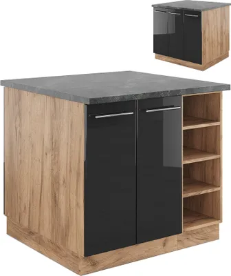 Obrázok produktu pre Kuchynský ostrov Vicco Fame-Line, 90 cm bez pracovnej dosky, antracit vysoký lesk/dub Goldkraft