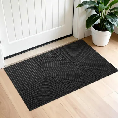 Image de Tapis de sol intérieur, 60x90 cm, noir, antidérapant