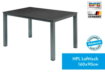 Produktbild von MFG Lofttisch 160x90 cm, Gestell: anthrazit, Plattendekor: dark-stone