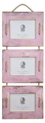 Immagine prodotto di Cornice portafoto tripla Schnurrahmen Trio 13x18 cm rose in legno riciclato con vetro