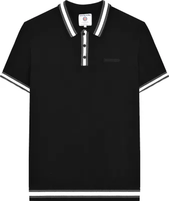 Image de Lambretta - Polo "Valero" à rayures contrastées pour hommes à manches courtes LB145 (L) (Noir)