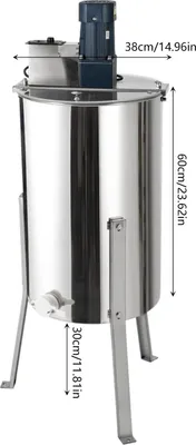 Produktbild von Elektrische Honigschleuder - 140 W 3-Waben Edelstahl - Einstellbare Drehzahl 0–370 U/min - Auslaufsicheres Design - Silber