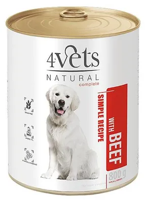 Zdjęcie produktu dla Mokra karma 4Vets Natural dla psa z wołowiną puszka 800 g