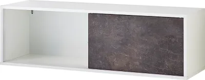 Produktbild von KADIMA DESIGN PLANE Schiebetürregal Standregal Bücherregal Büroschrank Weiß/Braun 120 x 37 x 36