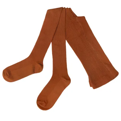 Produktbild von Damen Strumpfhosen aus Baumwolle 2:2 Rippe Ocker Größe 48-50