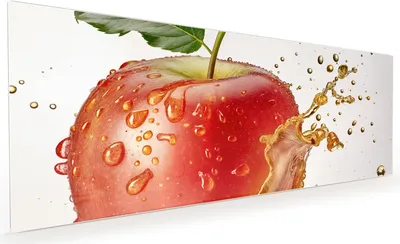 Produktbild von Küchenrückwand Spritzschutz Glas mit Motiv Spritziger Apfel 40 x 40 cm