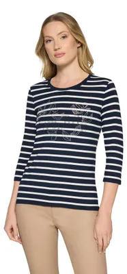Obrázek produktu pro Košile s krátkým 3/4 rukávem 8813 Dark Blue/Cream velikost 40