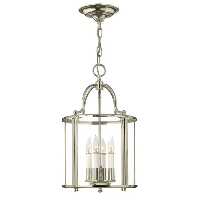 Immagine prodotto di Lampadario Contemporaneo Gentry Acciaio Nichel Lucido Vetro 4 Luci E14